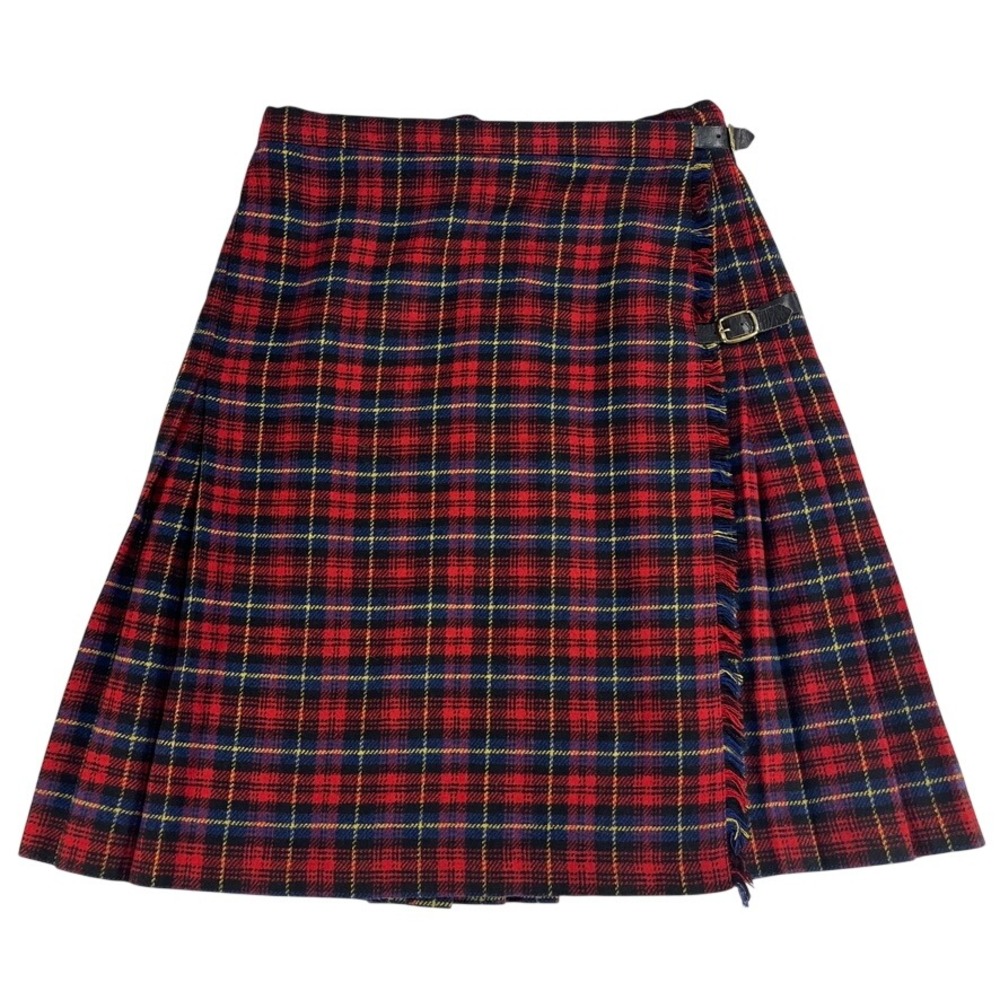 Vintage 90s GAP Wool Tartan Kilt Skirt 12 Plaid Pleated Wrap Made in Italy